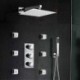12 Inch Chrome Square Shower Three Handles Rainfall Shower Tap Thermostatic Mixer Shower Massage Jet