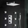12 Inch Chrome Square Shower Three Handles Rainfall Shower Tap Thermostatic Mixer Shower Massage Jet