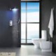 Two Handles Chrome Thermostatic Bathroom Shower Tap, 12 Inch LED Rainfall Shower Head / Brass Hand Shower Included