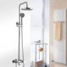 Bathroom Wall Mounted Single Handle Rain Shower Tap Set with 8 Inch ABS Grey Head Shower and Hand Shower