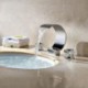 Modern Brass Two Handles Deck Mount Waterfall Basin Water Tap Chrome Finish