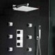 12'' Three Functions Thermostatic Waterfall Shower Bath Mixer Tap Wall Mounted With Handheld Shower