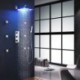 Wall Mounted Chrome Thermostatic Shower Tap, 12 Inch LED Rainfall Shower Head / Hand Shower / Body Sidespray Included