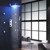 Wall Mounted Chrome Thermostatic Shower Tap, 12 Inch LED Rainfall Shower Head / Hand Shower / Body Sidespray Included